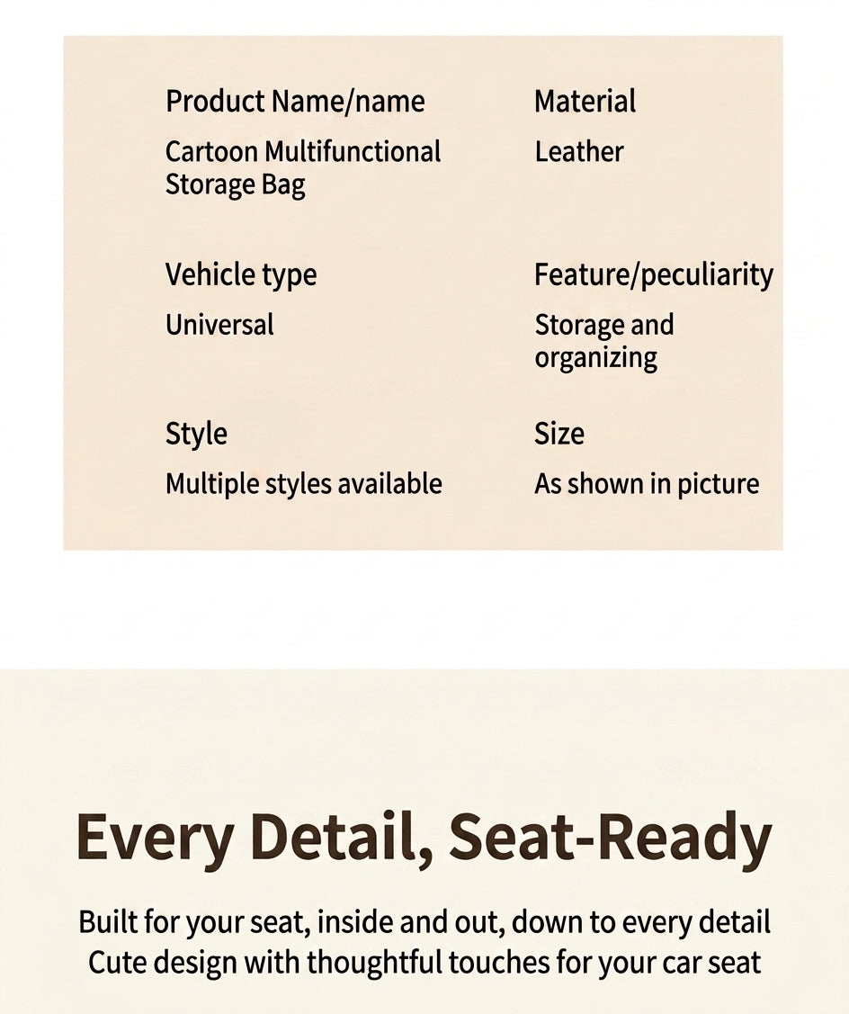 Car storage hanging bag, multifunctional creative cute car seat rear storage rack, tissue box inside car, trash bin