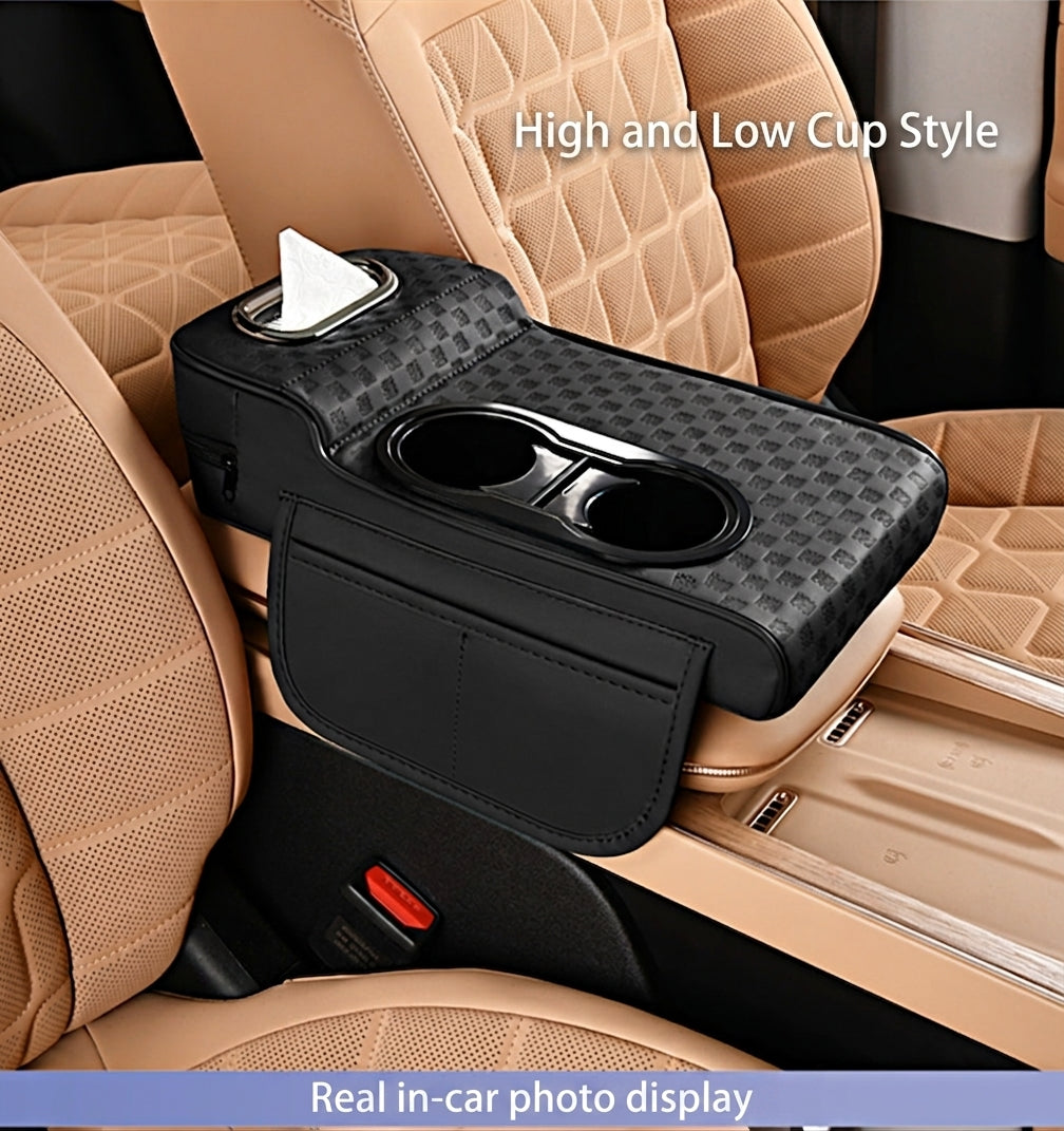 2025 New Central Car Armrest Box Height Pad Cover Protective Cover Double Cup Holder Premium Leather Car Accessories