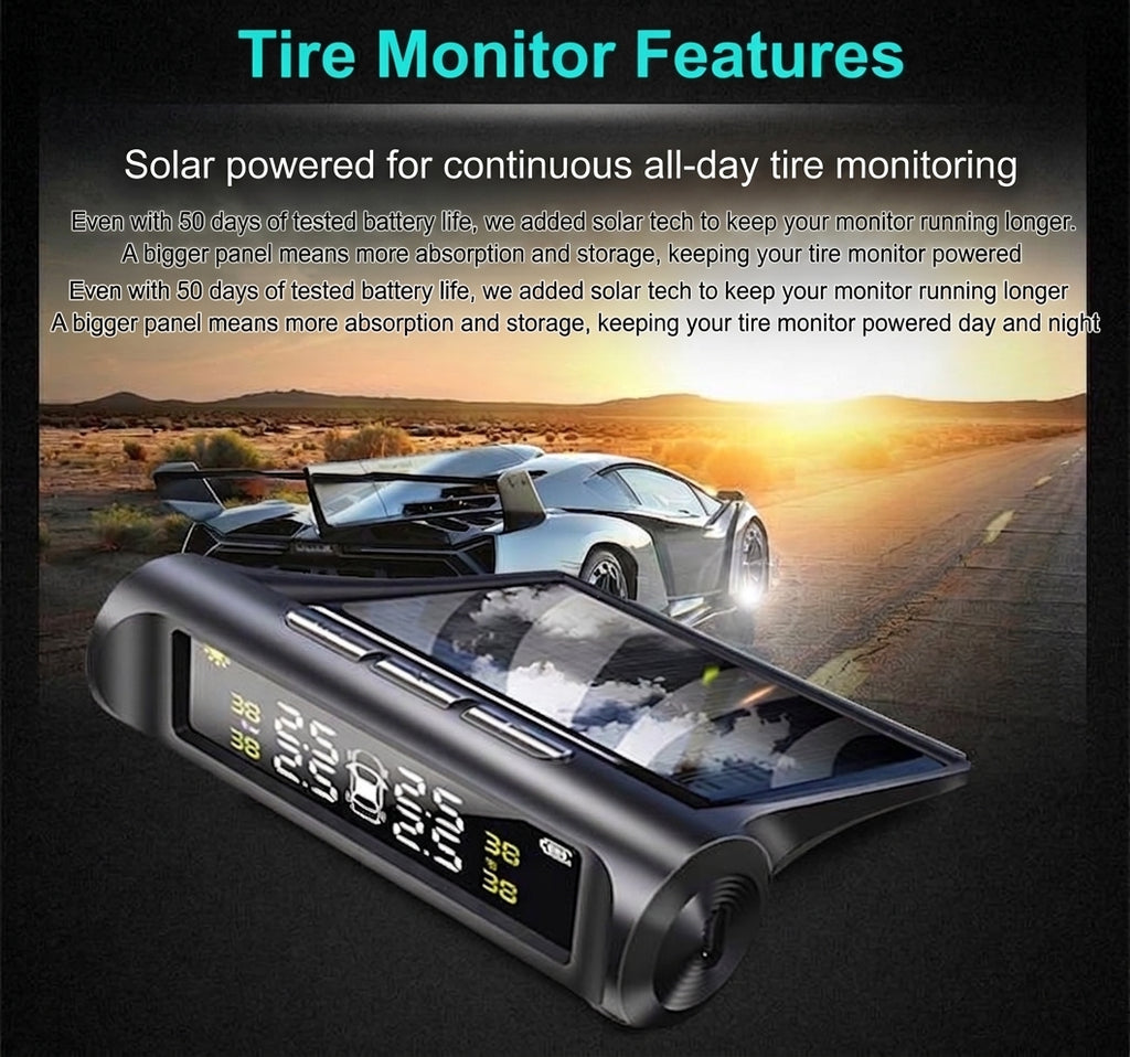 Tire Pressure Monitor TPMS Tire Pressure Monitor Tire Monitoring Tire Pressure Detector Built-in External Car Tire Pressure Car