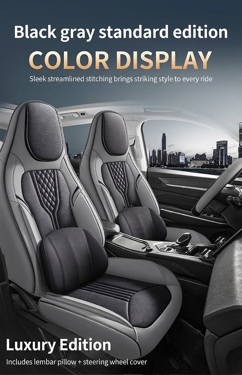 3D Nappa leather car full-coverage integrated headrest cover, all-season universal sports seat cover, leather seat cushion manufacturer wholesale
