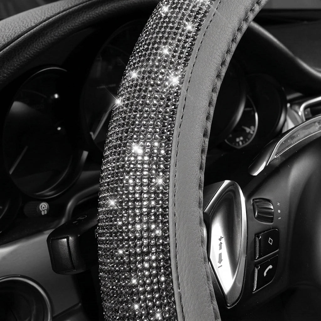 New car rhinestone fully rhinestone-hot rhinestone steering wheel, personalized handlebar cover, unisex steering wheel, Amazon