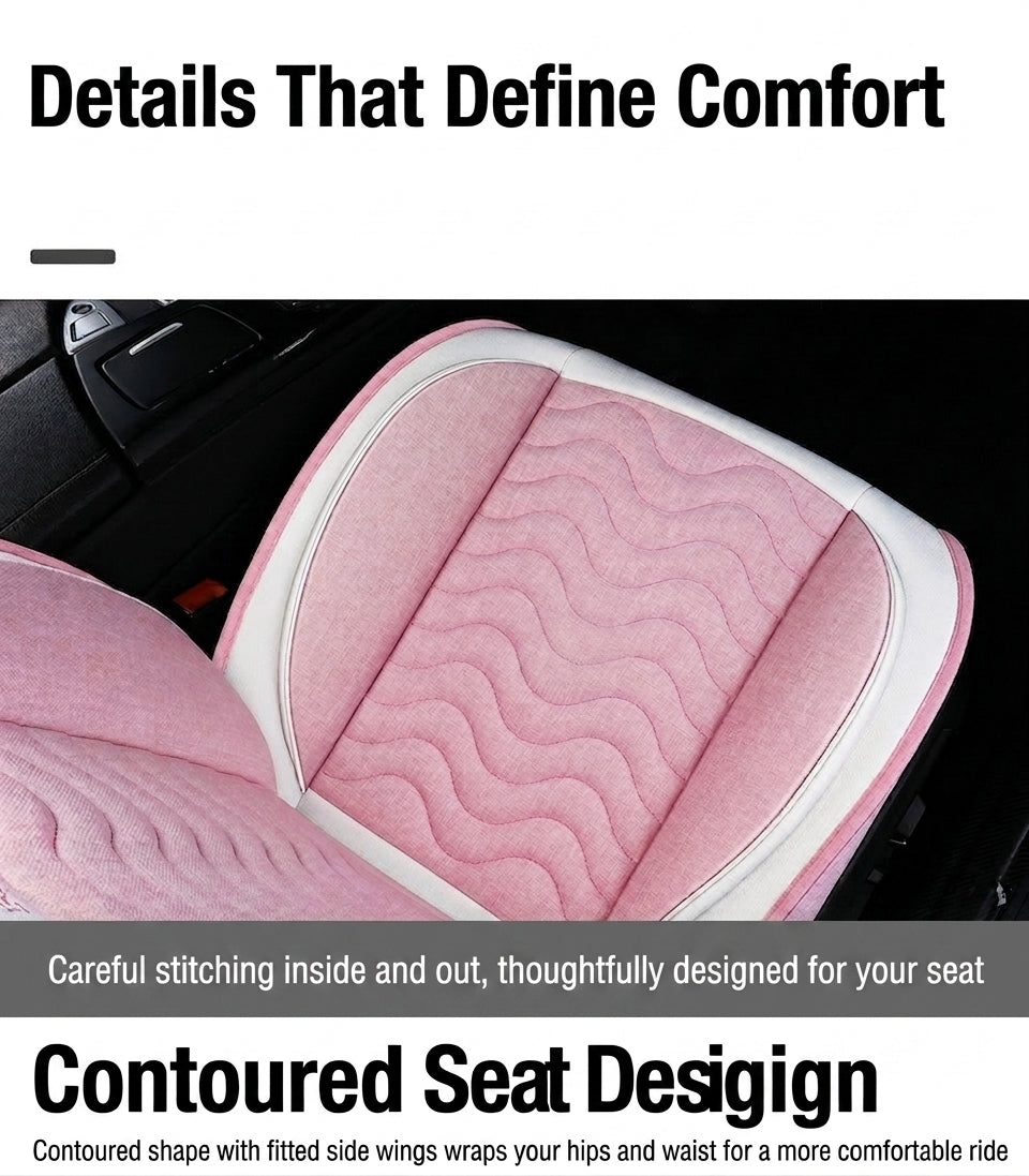 Cartoon car seat cushion, all-season universal all-round car seat cover, linen fabric art seat cushion, winter goddess seat cover