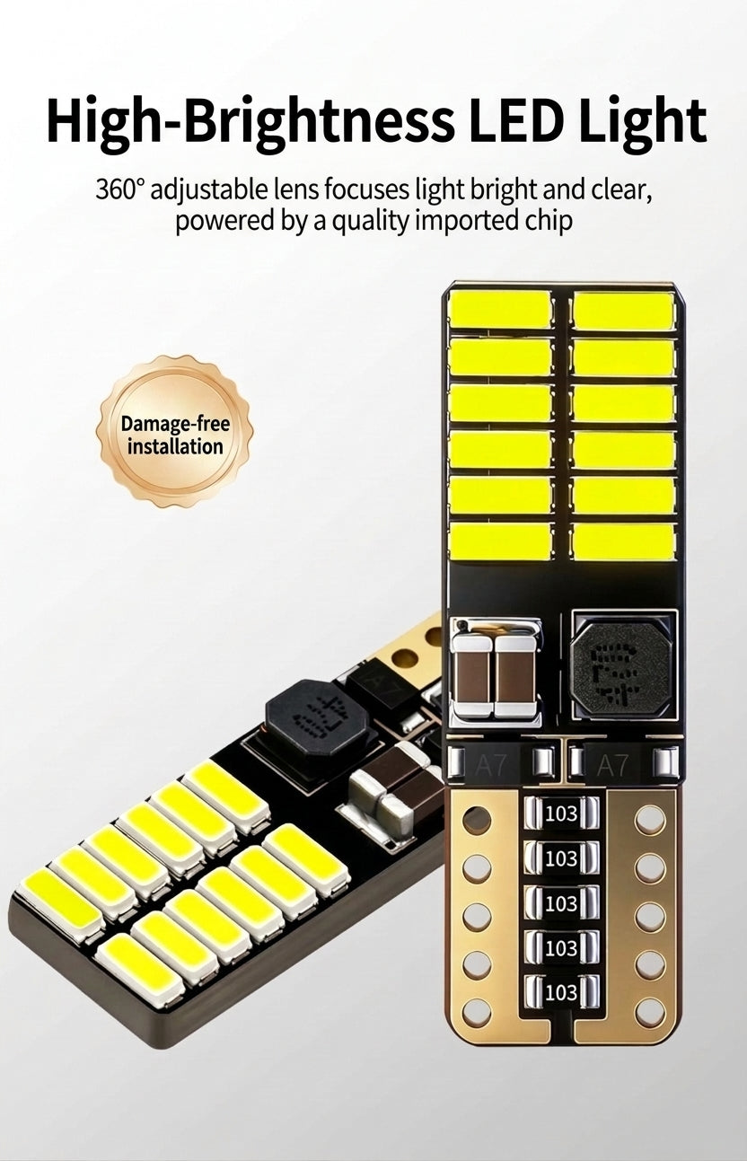 Car LED reading light T10 4014 bead high-brightness focused car instrument light 24SMD decoding small light