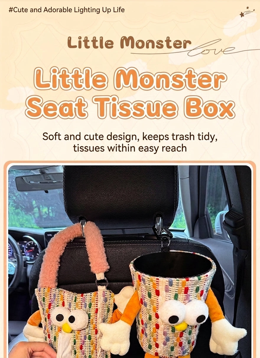 Car tissue box, cute plush toy hand, foot car, in-car tissue hanging bag, high-end practical car armrest box tissue box