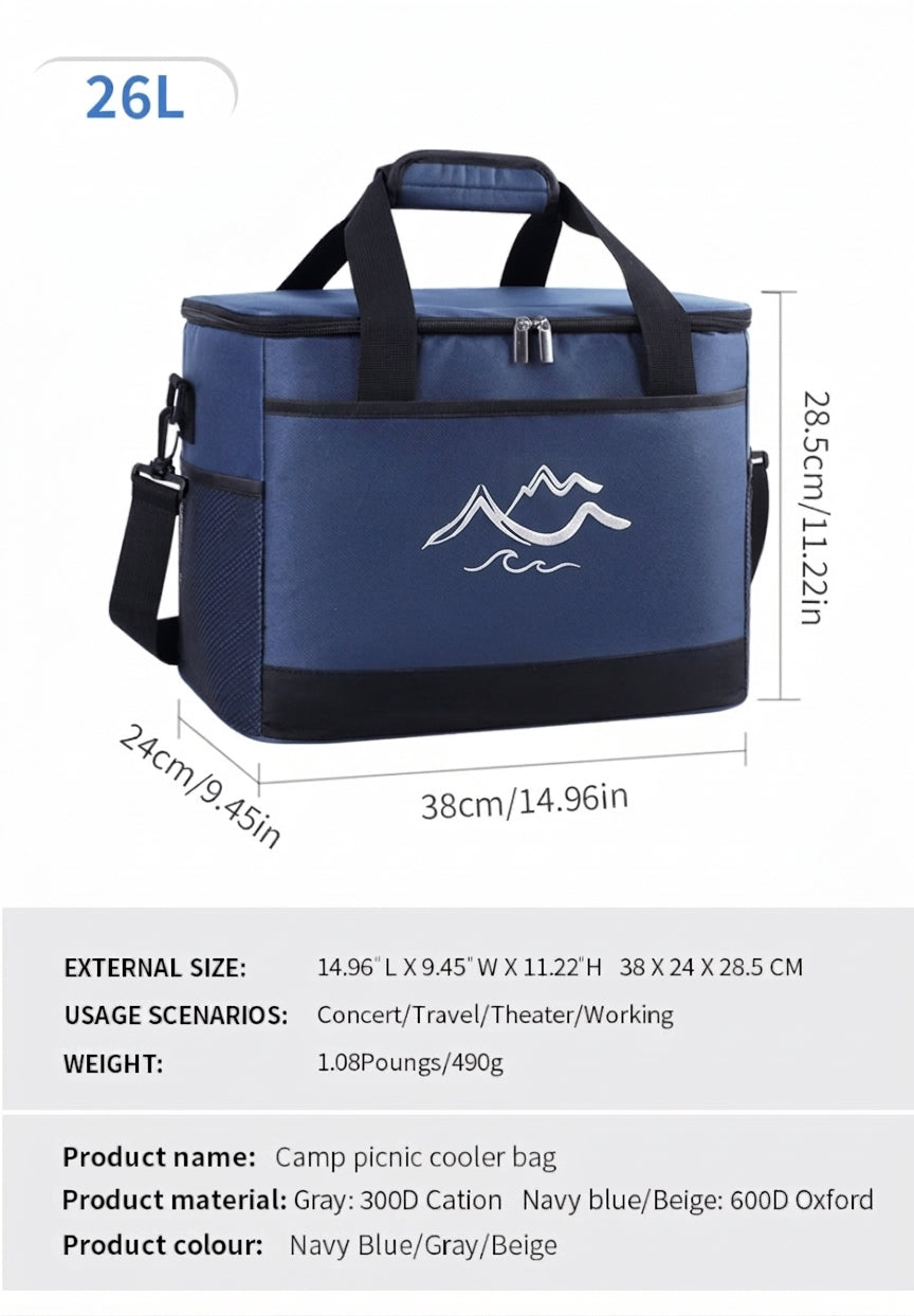 Insulated Cooler Bag, Portable Cold Storage