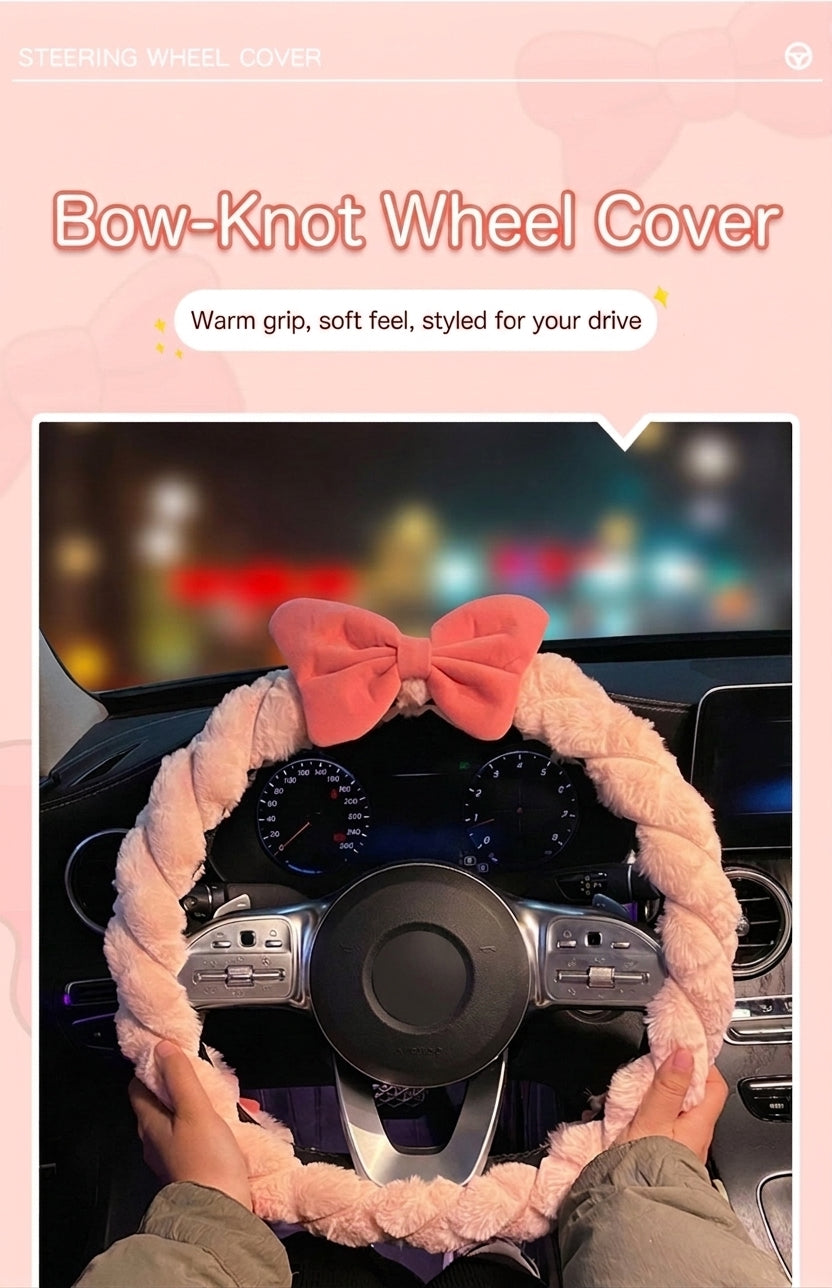 2025 New Car Steering Wheel Cover for Winter, Women's Non-slip Warm, All-Season Universal Winter Plush Handlebar Cover, Winter