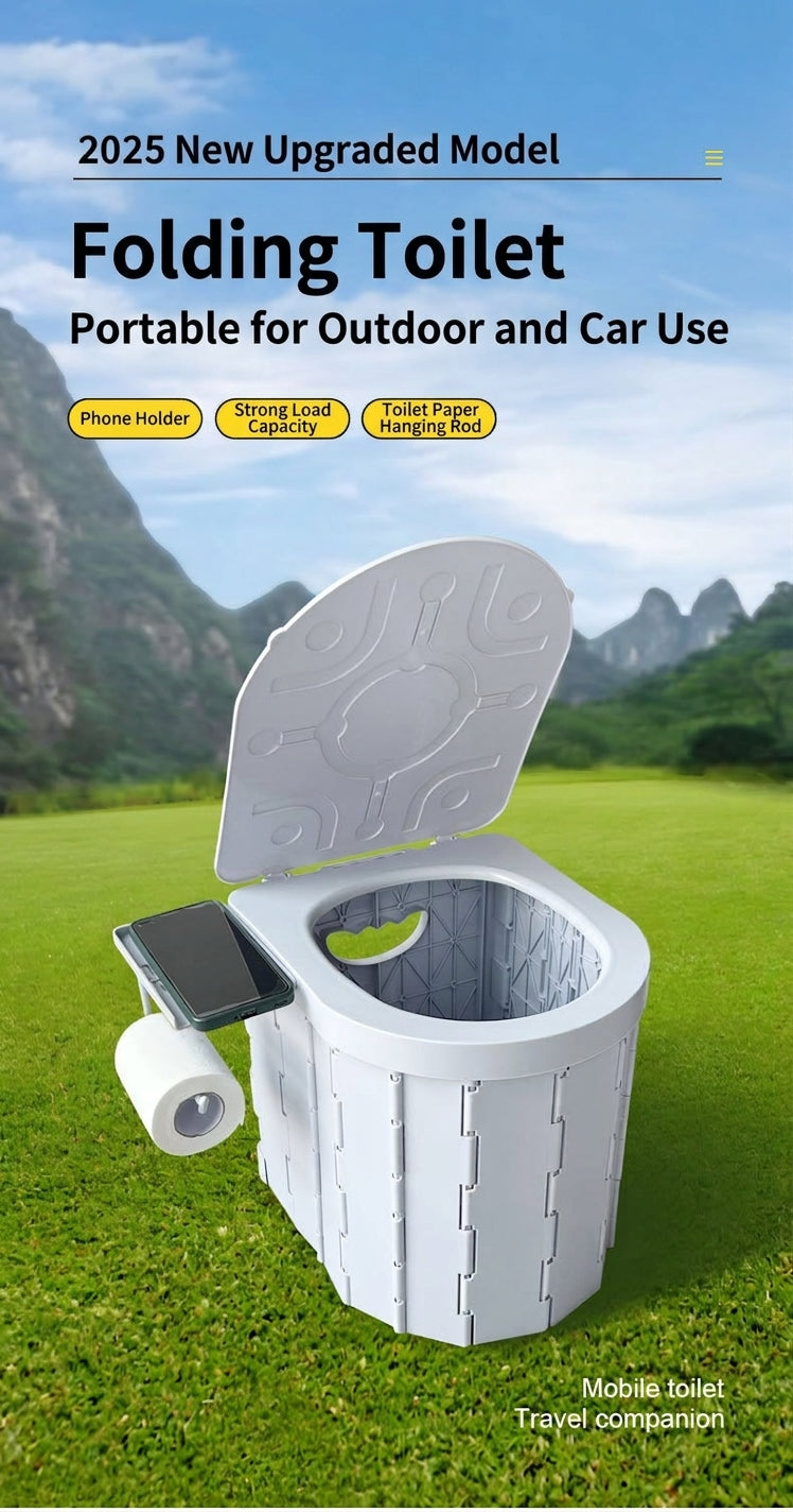 Portable Folding Toilet with Lid for Car Travel