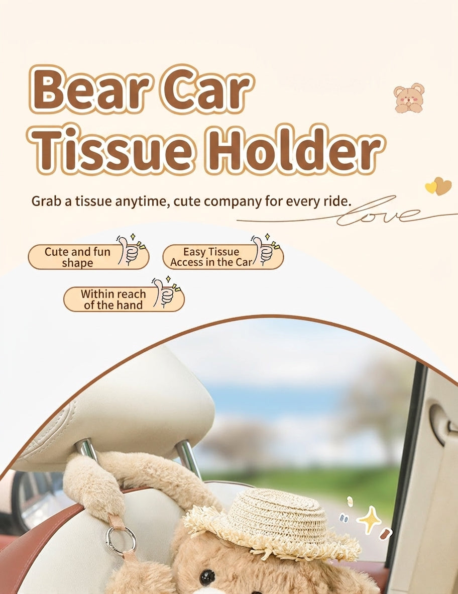 Car tissue box hanging car drawer box bear creative cute practical doll in the car tissue bag hanging bag
