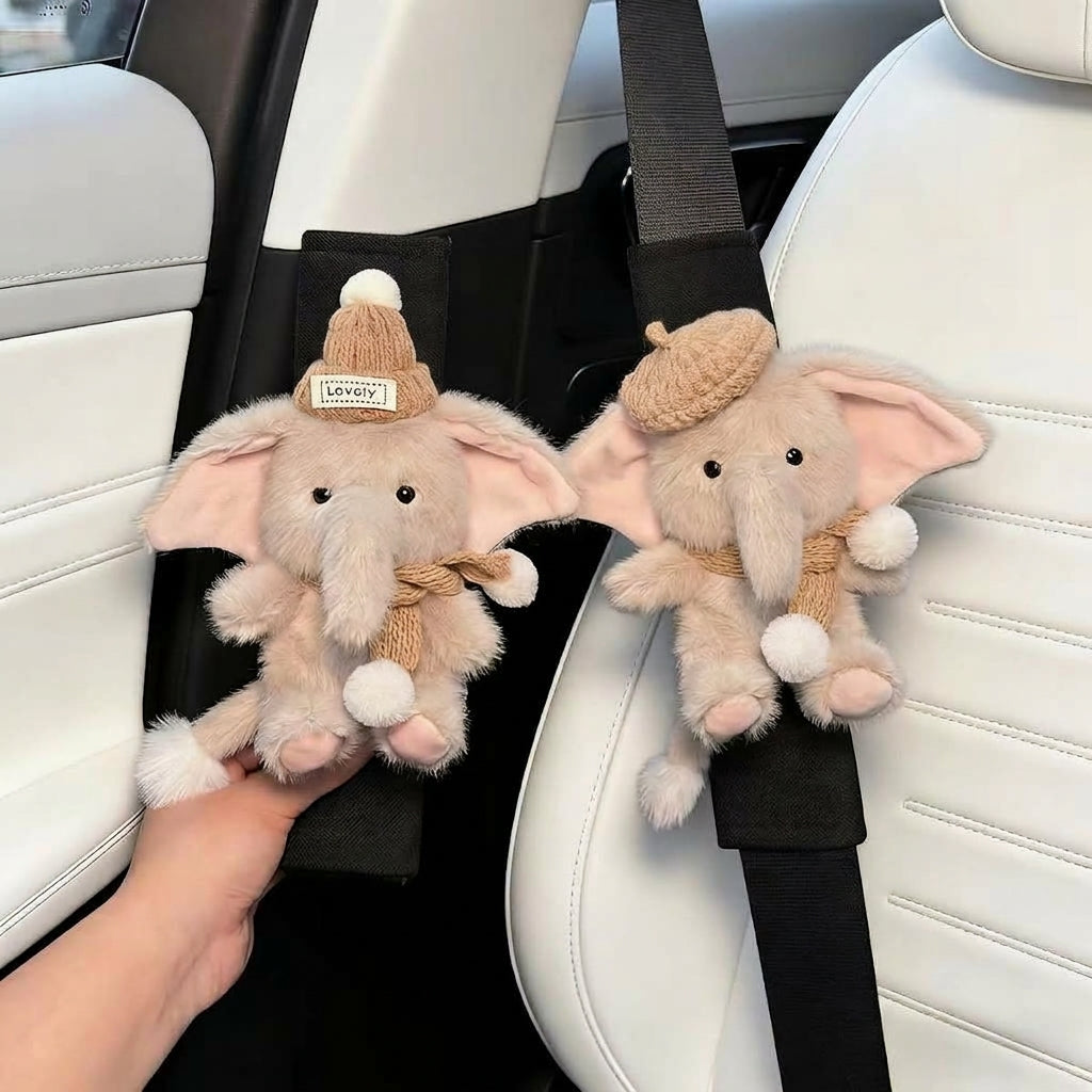 Cute little elephant car seat belt shoulder pad, premium creative decoration, all-season universal couple for women