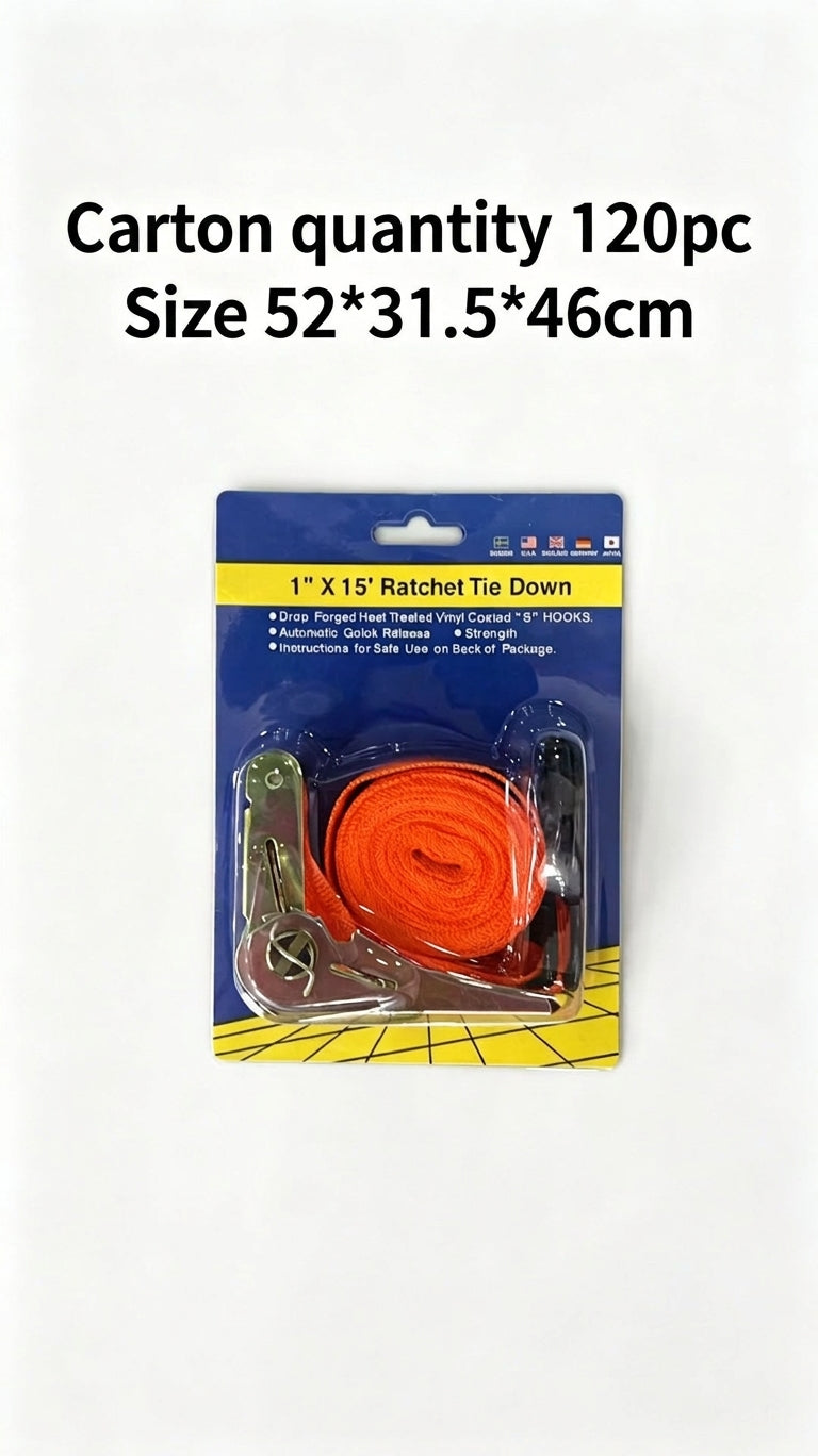 Ratchet Tie Down Strap - 1 inch x 15 feet