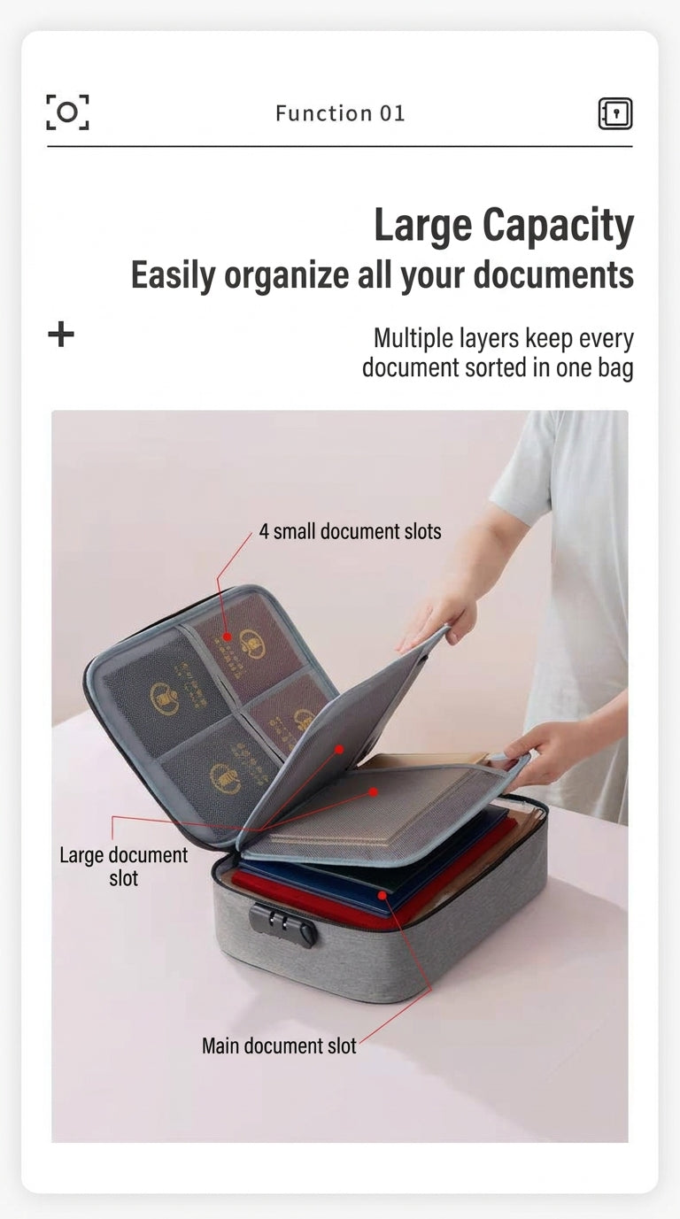 Document Storage Bag, Large Capacity File Organizer