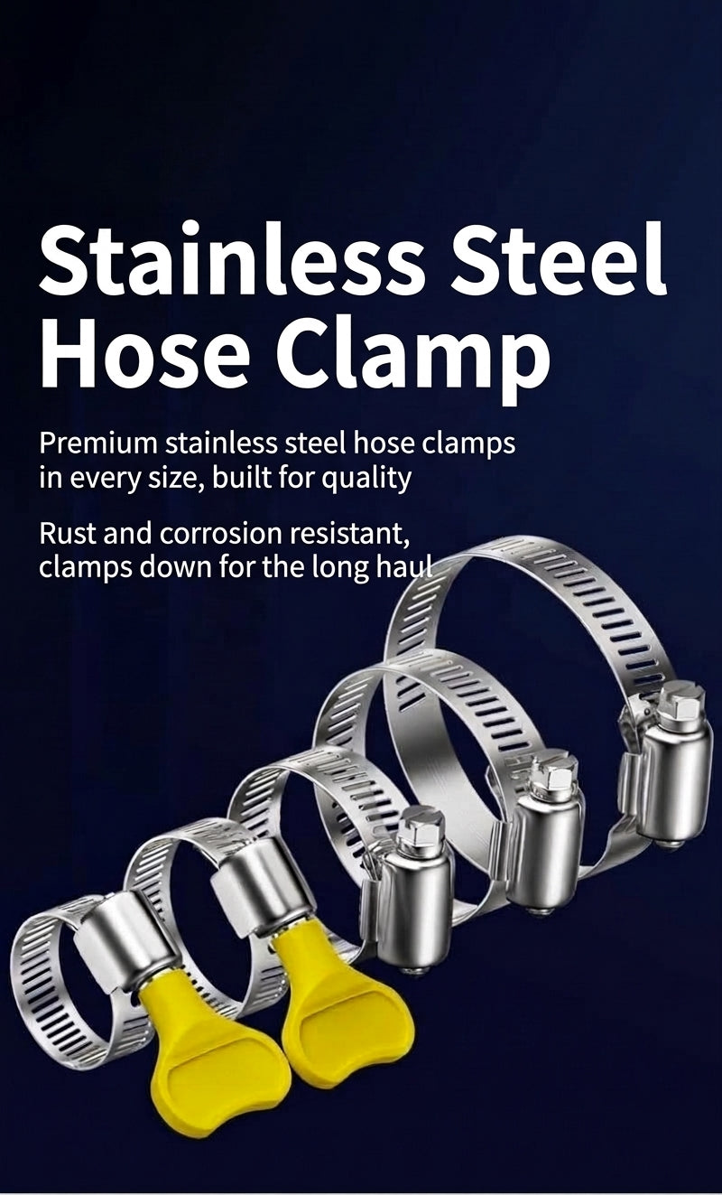 Stainless steel handle, hose hoop, hand screwing, clamping, holding hoop, pipe hoop, water pipe tightening hoop, gas pipe fixing, clamping buckle