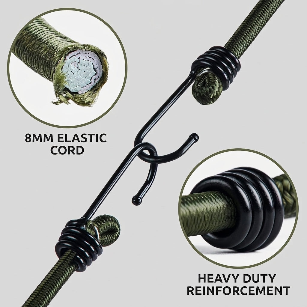 Bungee Cord Strap - 8mm Military Green (Pack of 10)