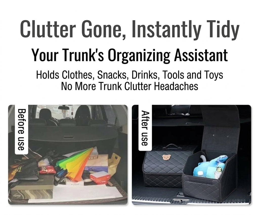 Car trunk storage box, leather multifunctional foldable storage box, storage box, storage box, car interior accessories