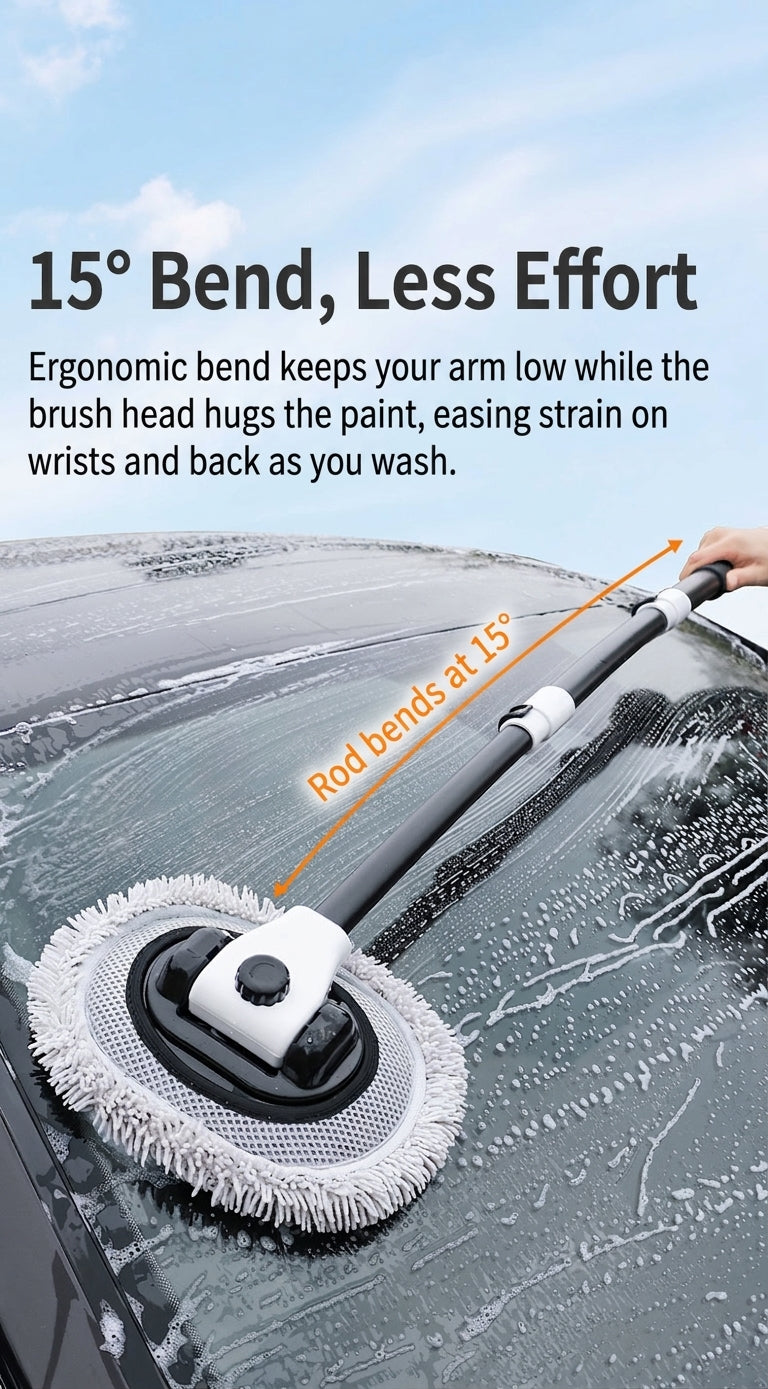 Car Wash Mop with Retractable Bending Rod