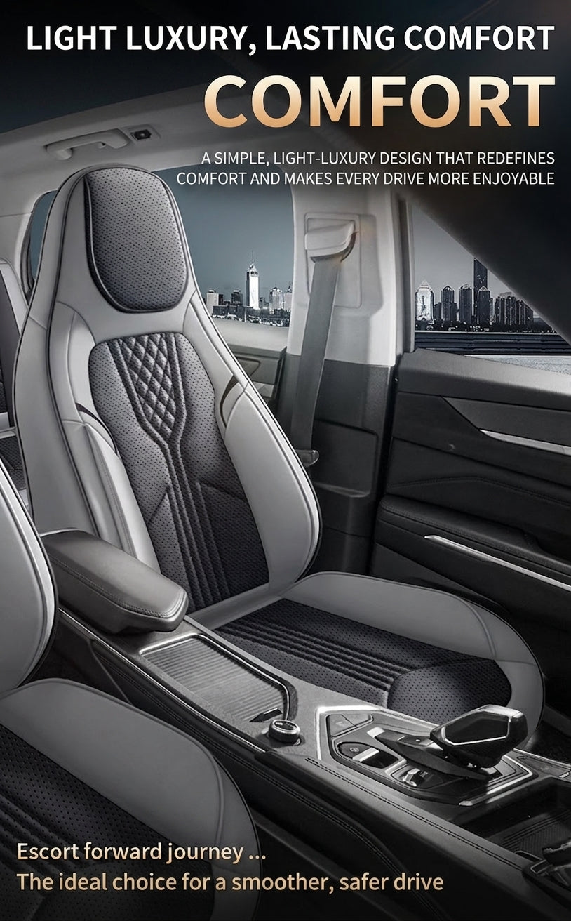 3D Nappa leather car full-coverage integrated headrest cover, all-season universal sports seat cover, leather seat cushion manufacturer wholesale