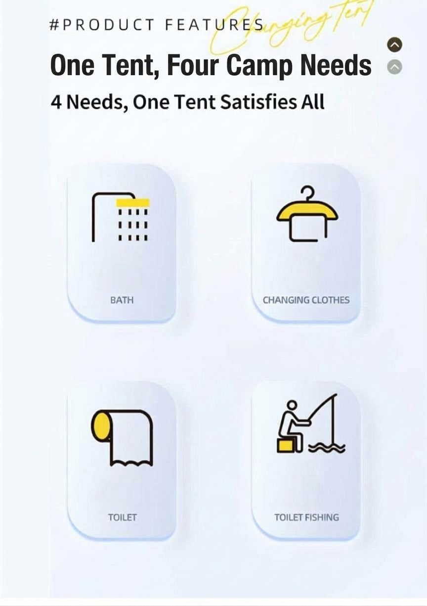 New outdoor bathing tent, black rubber waterproof portable toilet changing shower bathing camping changing cover tent