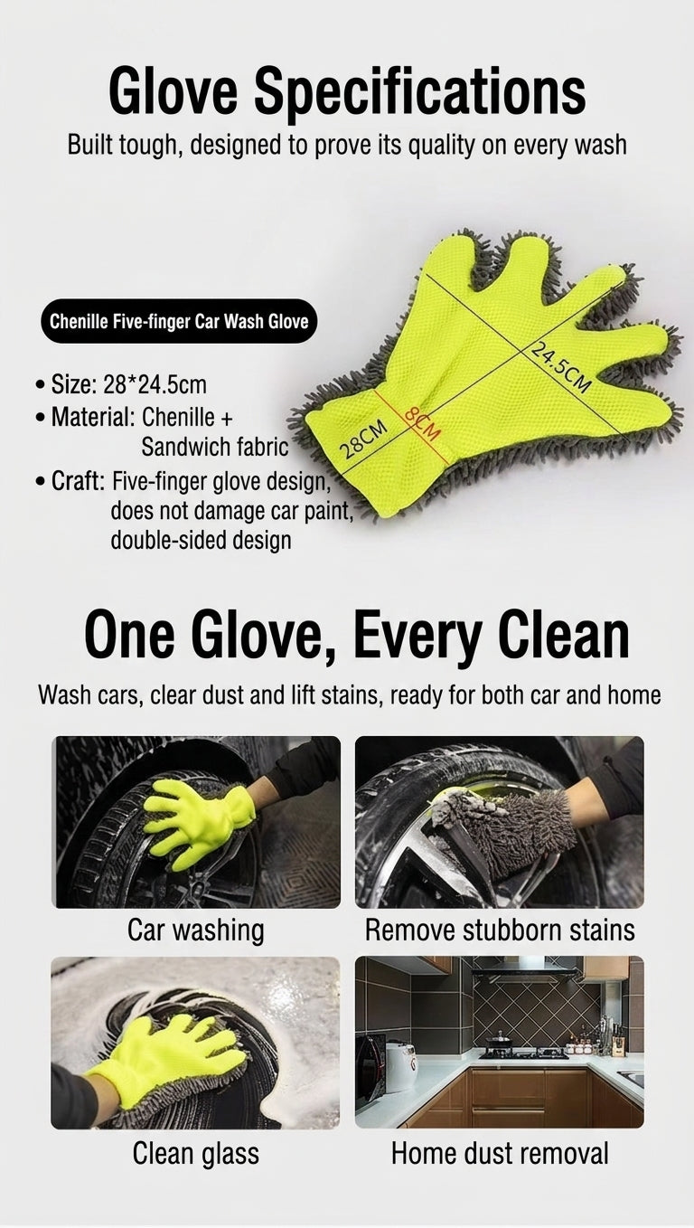 Car wash gloves, plush waterproof car towels, specialized car brushes, cleaning cloths, chenille wheel cleaning towels, wholesale