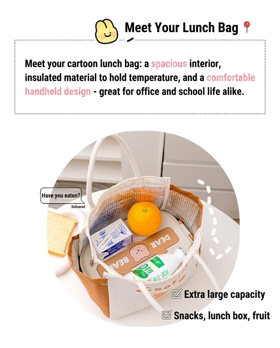 Insulated Lunch Bag, Large-Capacity Handheld