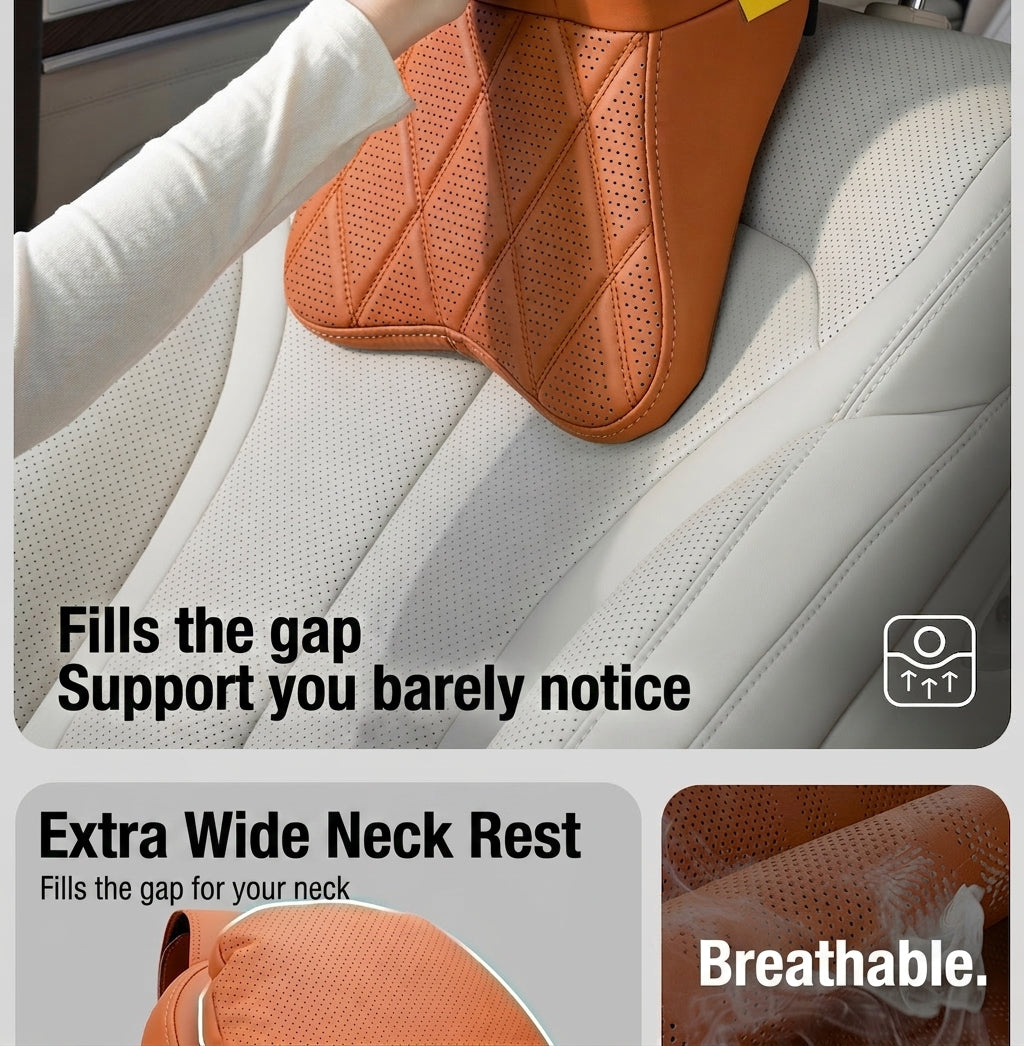 Car anti-stain leather headrest cushion lumbar cushion for driving seats, pillows for cervical spine, neck, and high-end neck pillows for car use