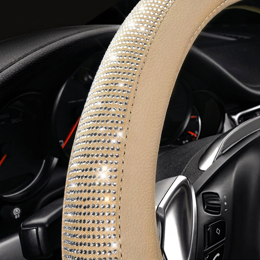 New car rhinestone fully rhinestone-hot rhinestone steering wheel, personalized handlebar cover, unisex steering wheel, Amazon