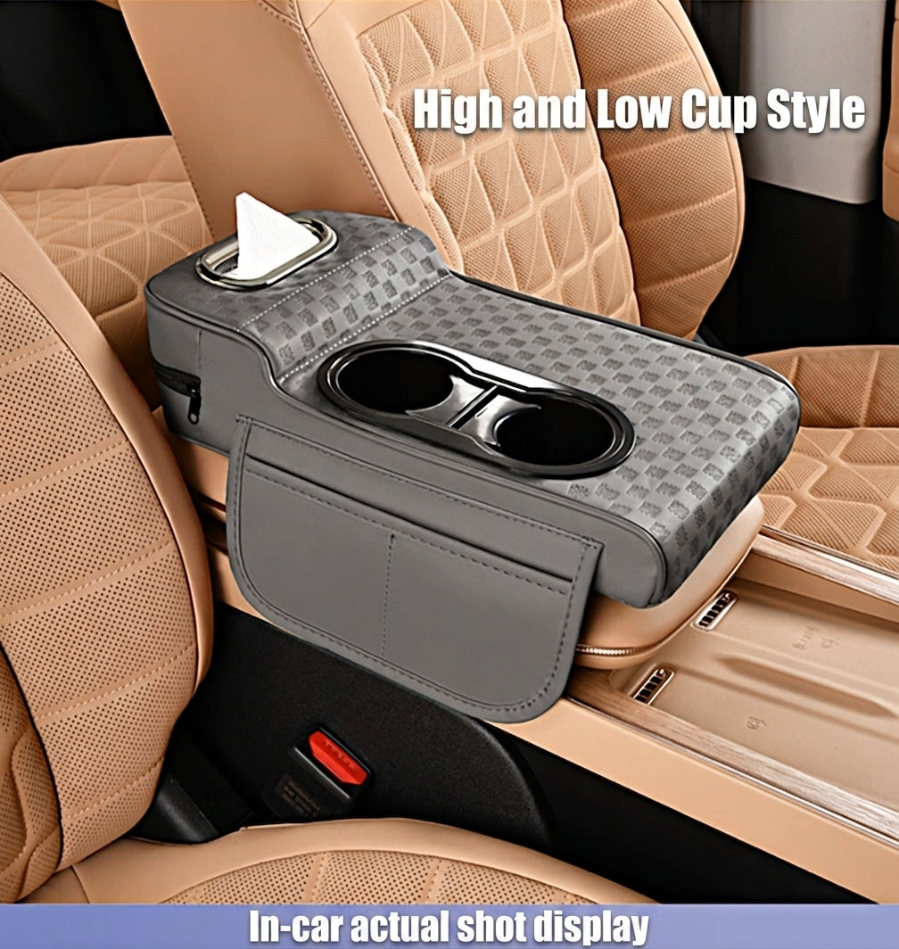2025 New Central Car Armrest Box Height Pad Cover Protective Cover Double Cup Holder Premium Leather Car Accessories