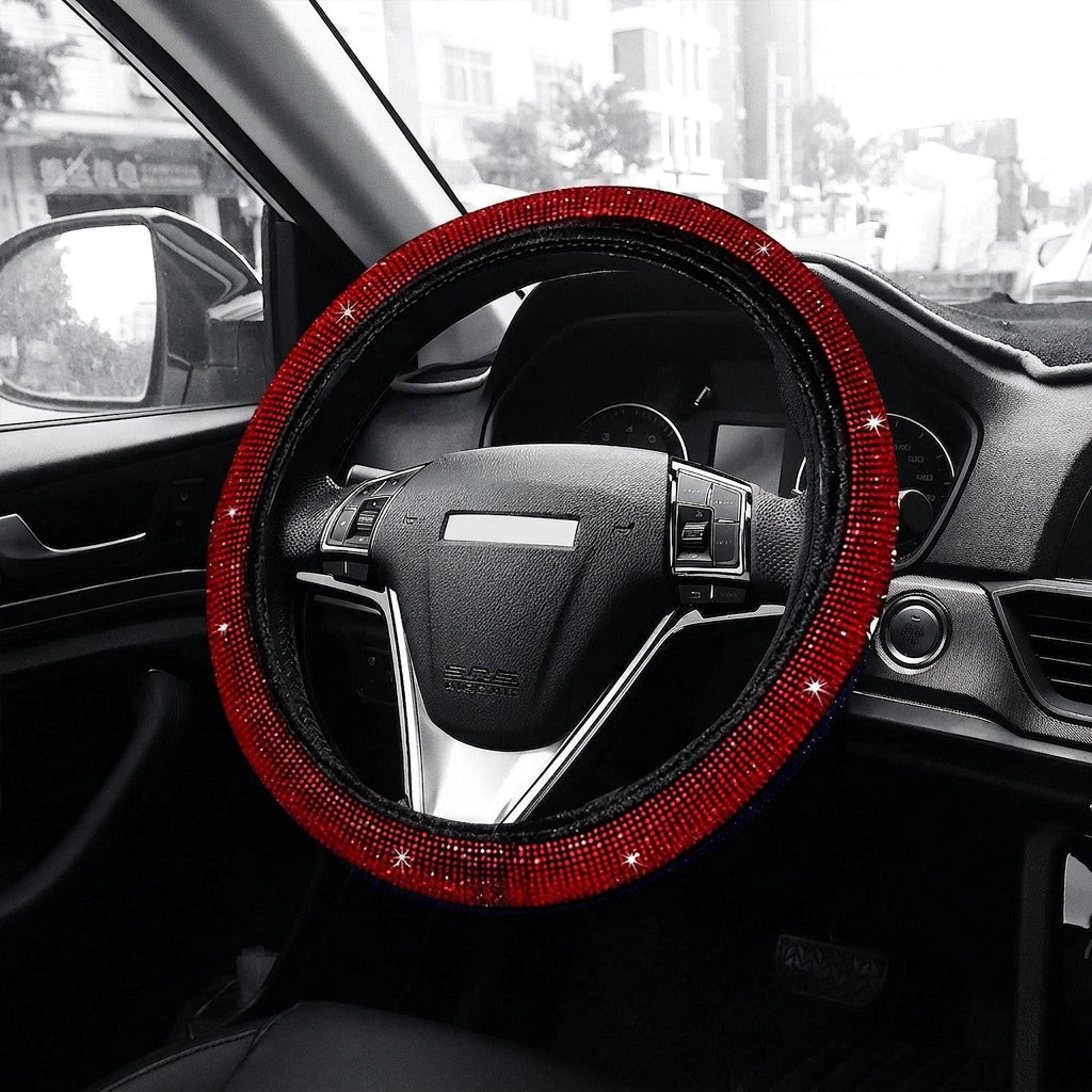 Car steering wheel cover, diamond-shaped new all-season universal seatbelt cover, multi-piece coaster steering wheel protective cover
