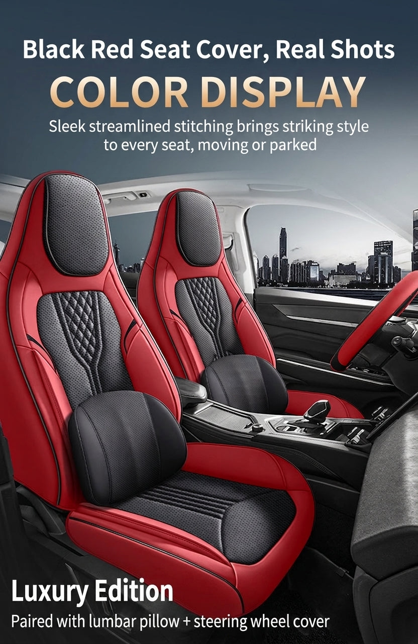 3D Nappa leather car full-coverage integrated headrest cover, all-season universal sports seat cover, leather seat cushion manufacturer wholesale