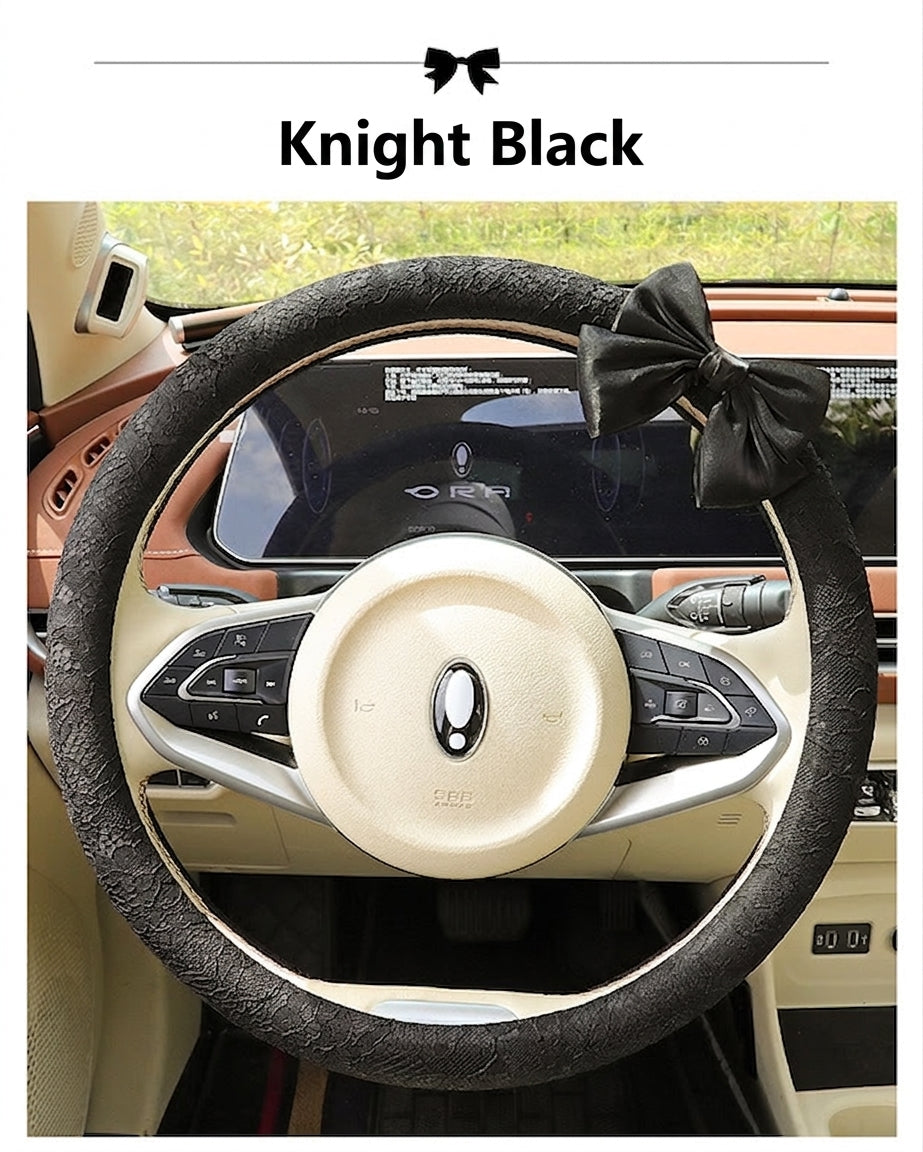 Lace car steering wheel cover, anti-slip decoration, all-season universal one-piece dropshipping, cross-border e-commerce trending sporty style