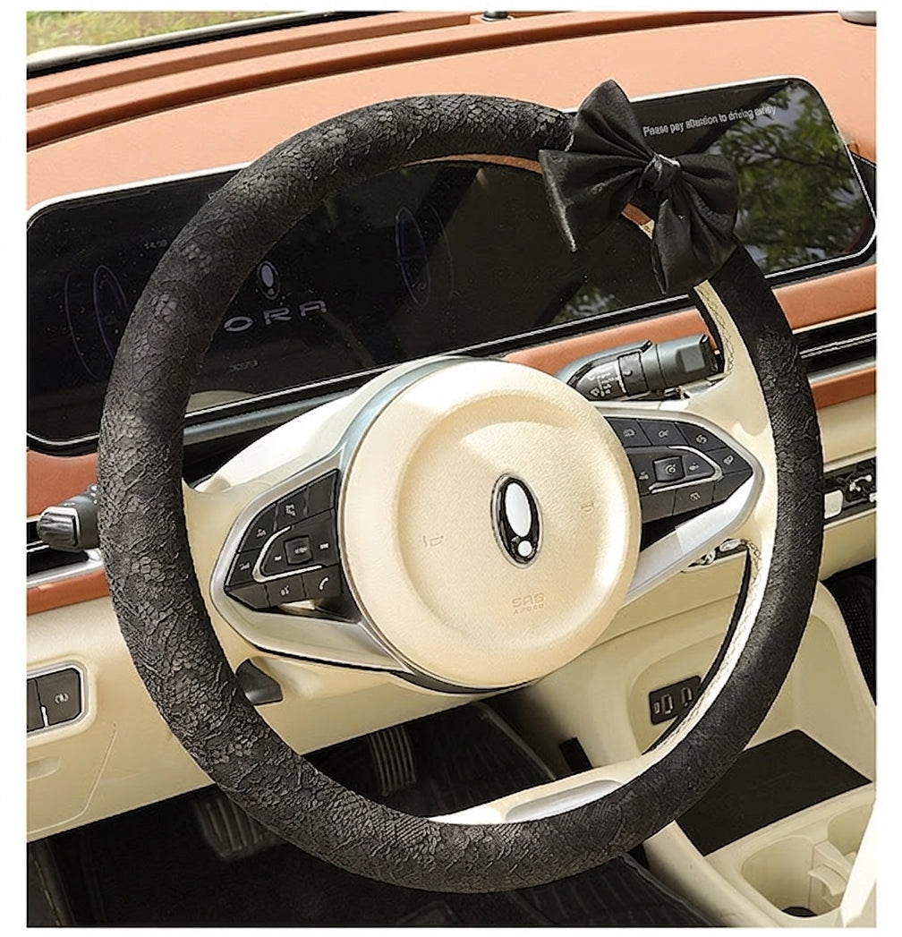 Lace car steering wheel cover, anti-slip decoration, all-season universal one-piece dropshipping, cross-border e-commerce trending sporty style