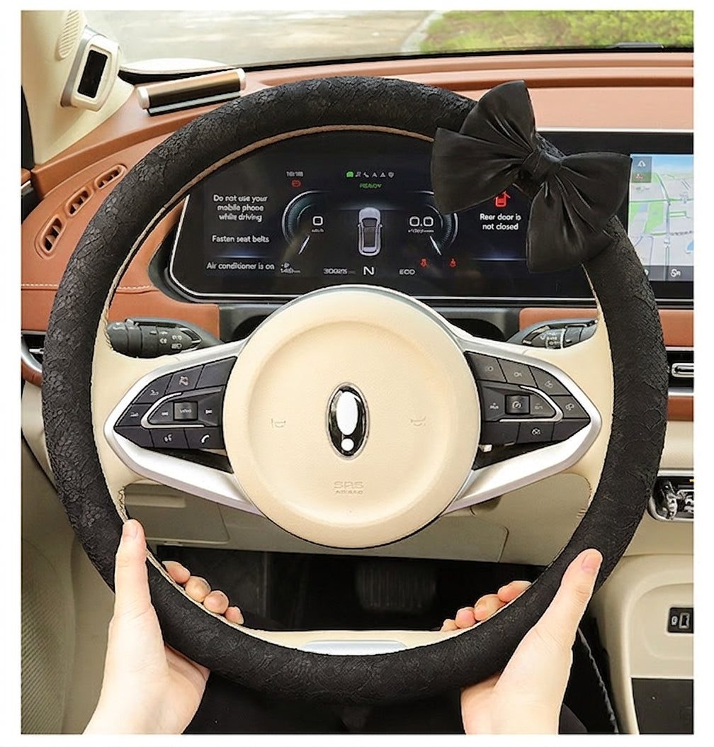 Lace car steering wheel cover, anti-slip decoration, all-season universal one-piece dropshipping, cross-border e-commerce trending sporty style