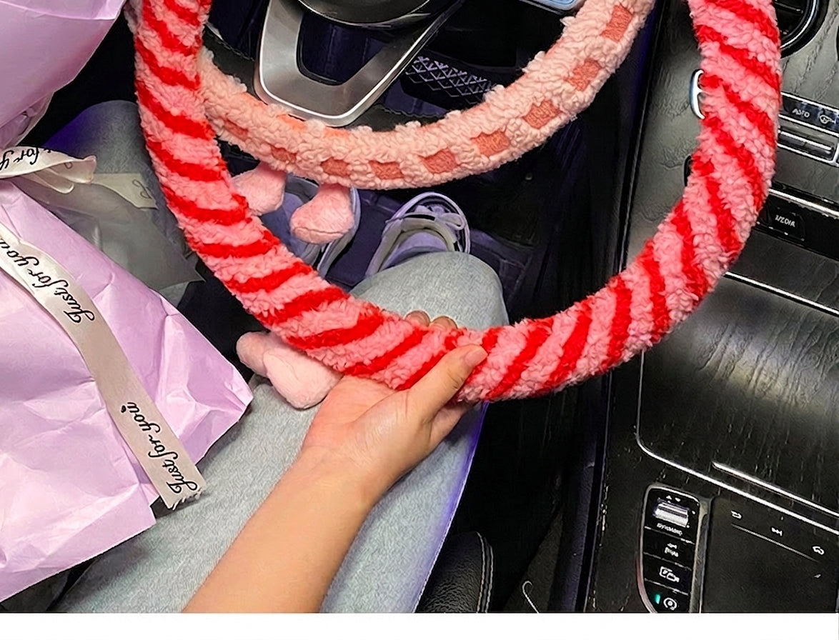 Winter plush steering wheel covers, 2024 new Monster non-slip warm all-season GM heated handlebar covers, women's version