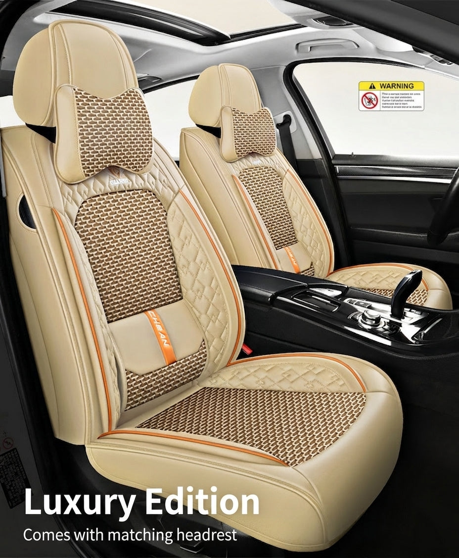 The 2025 new lumbar Napa leather ice silk car seat cushion is suitable for all seasons