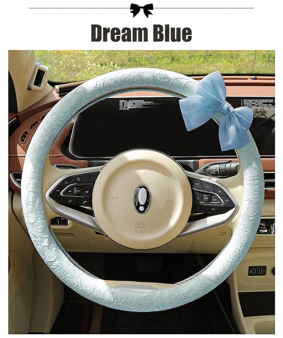 Lace car steering wheel cover, anti-slip decoration, all-season universal one-piece dropshipping, cross-border e-commerce trending sporty style
