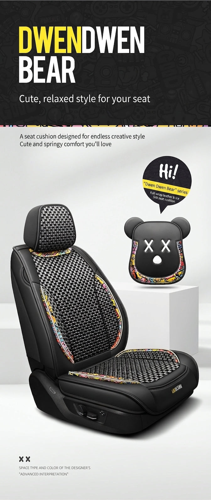 New Ice Silk Breathable Car Seat Covers, Cartoon Cute Seat Covers, Fully Inclusive Seat Cushion Covers All Seasons