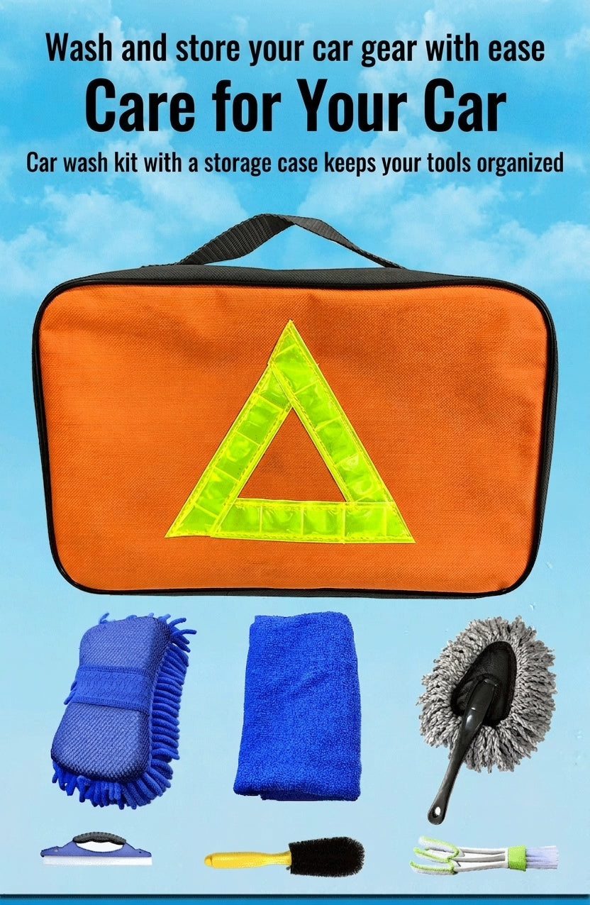 Cross-border car wash tools, complete set, cleaning seven-piece sponge car wash brush, professional beauty maintenance car supplies