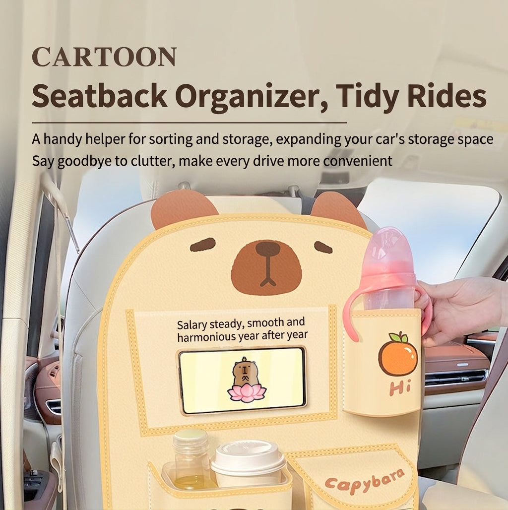 Car storage hanging bag, multifunctional creative cute car seat rear storage rack, tissue box inside car, trash bin