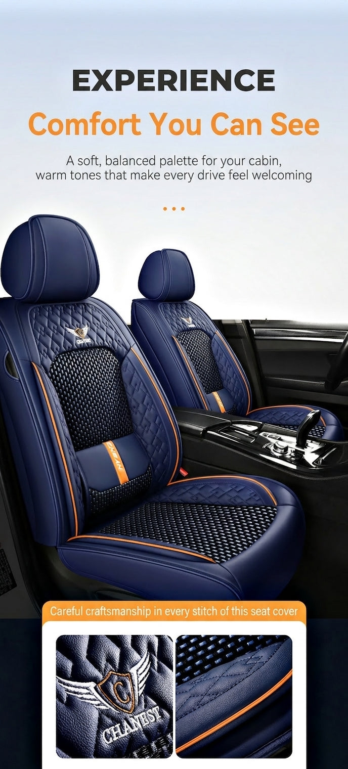 The 2025 new lumbar Napa leather ice silk car seat cushion is suitable for all seasons