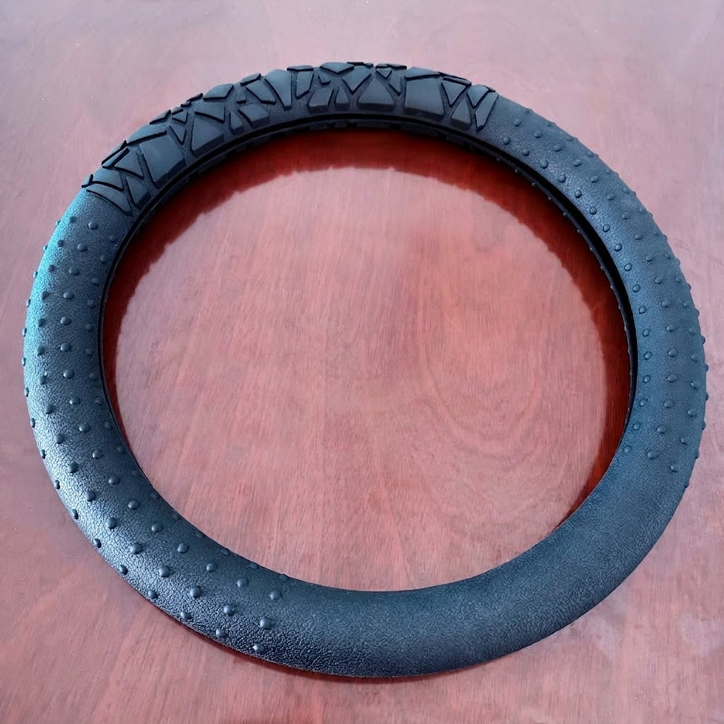 Cross-border geometric pattern non-slip silicone steering wheel cover, car D-round universal elastic particle sun-protection thickened handlebar cover