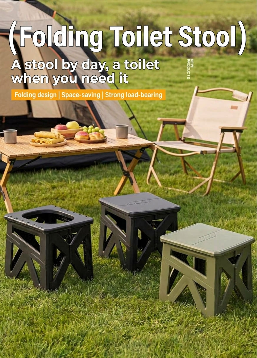 Outdoor camping folding toilet, car-mounted portable odor-resistant adult mobile travel toilet stool