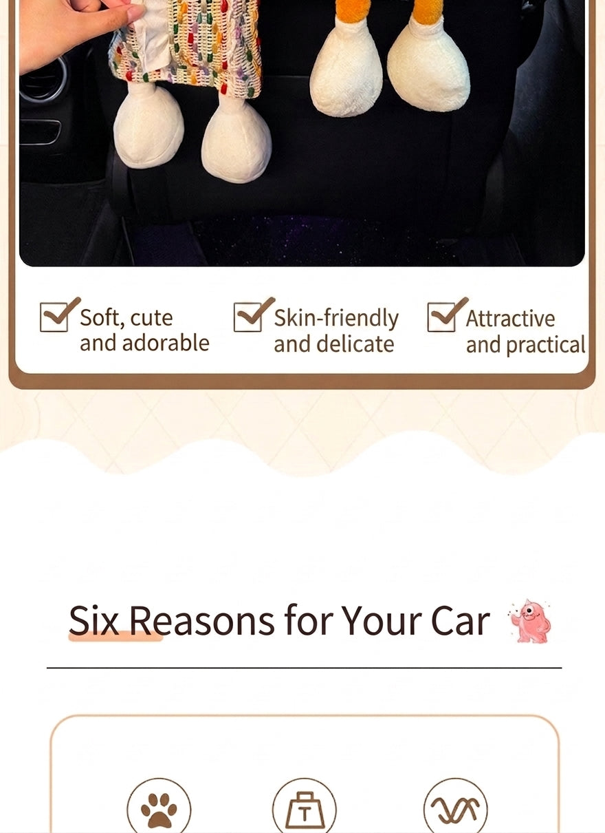 Car tissue box, cute plush toy hand, foot car, in-car tissue hanging bag, high-end practical car armrest box tissue box