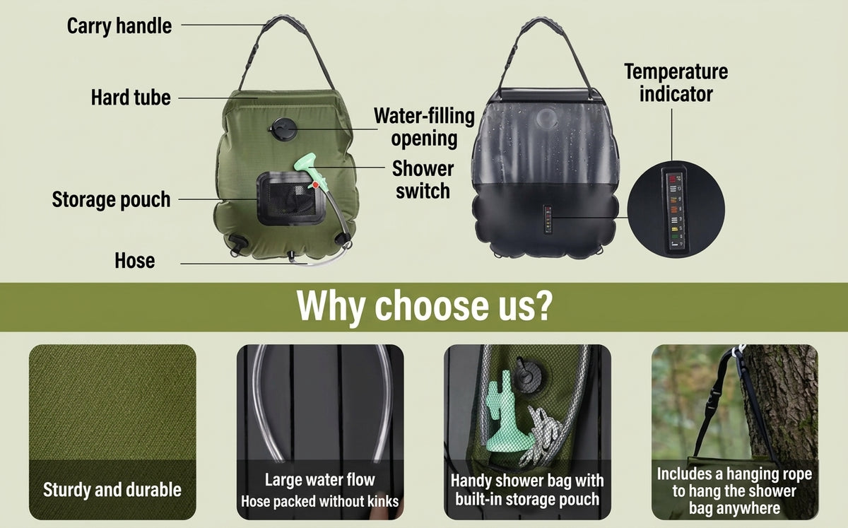 2025 Cross-border Hot Outdoor Shower Tent, Shower Bag, Toilet Combo, Changing Tent, Solar Drying Water Bag