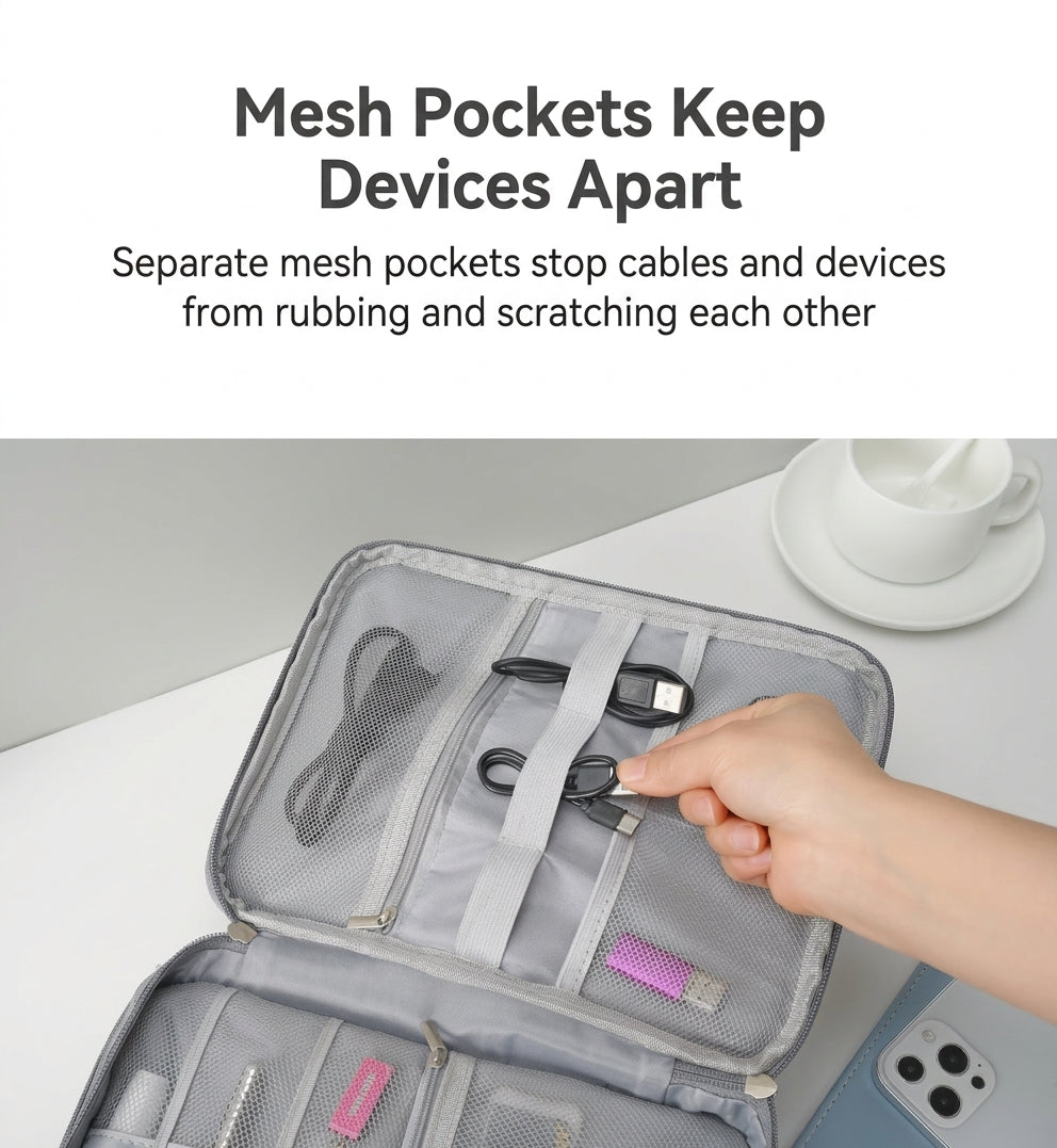 Travel Cable Storage Organizer Bag, Waterproof