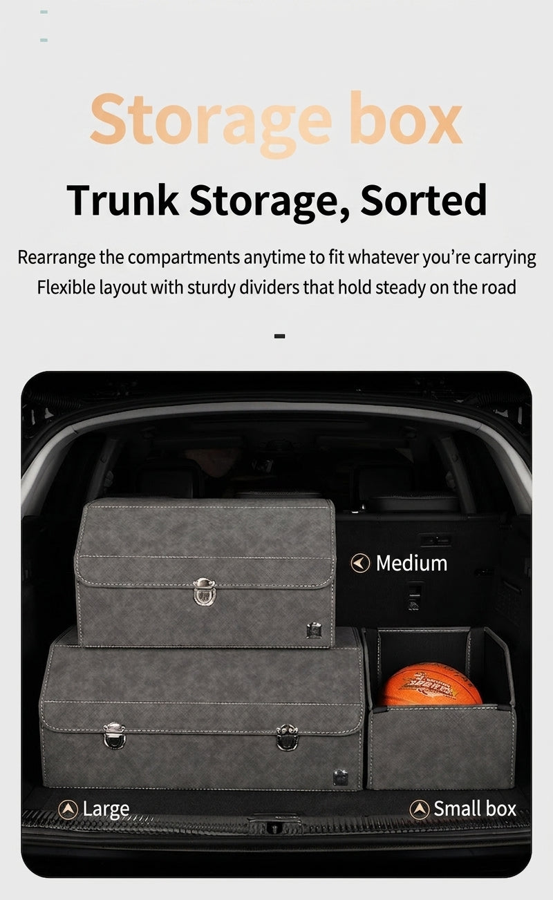 New woven pattern car trunk storage box, foldable car storage box, leather organizer box, factory wholesale
