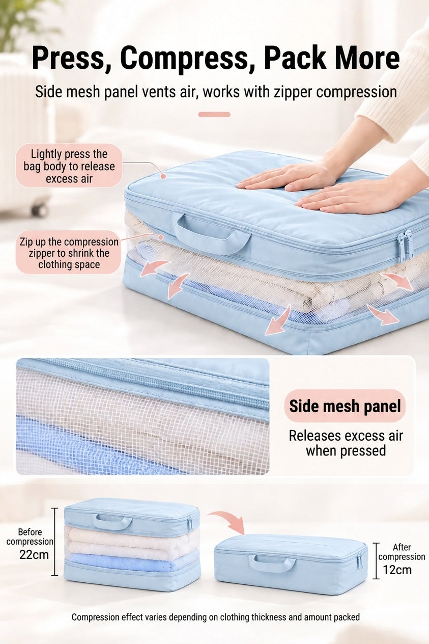 Travel Storage Bags, Five-in-One Compressible Set