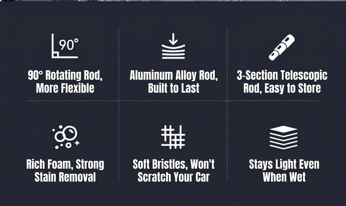 Car Wash Mop with Retractable Bending Rod