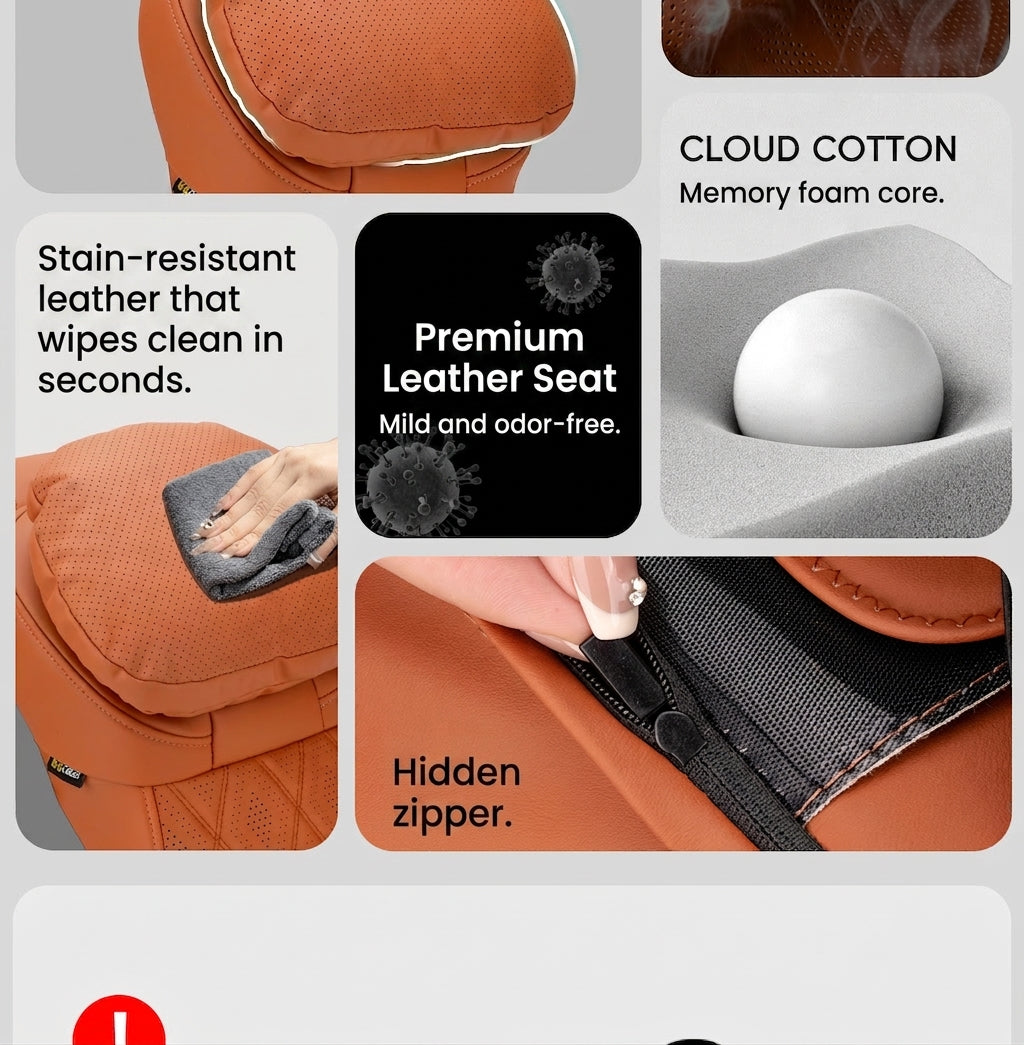 Car anti-stain leather headrest cushion lumbar cushion for driving seats, pillows for cervical spine, neck, and high-end neck pillows for car use
