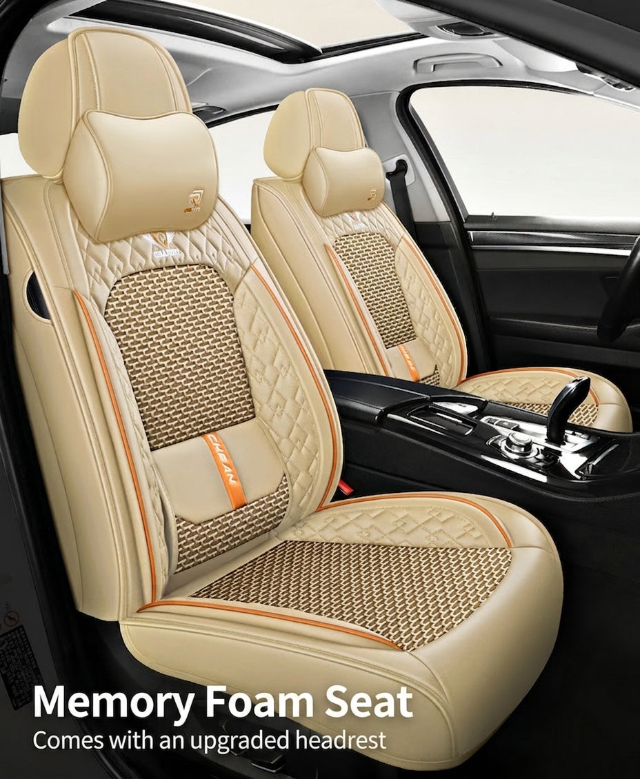 The 2025 new lumbar Napa leather ice silk car seat cushion is suitable for all seasons