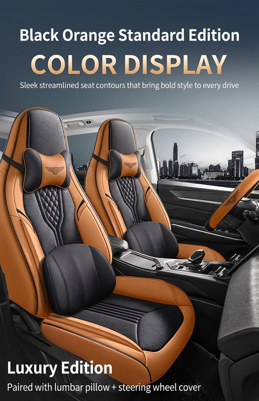 3D Nappa leather car full-coverage integrated headrest cover, all-season universal sports seat cover, leather seat cushion manufacturer wholesale