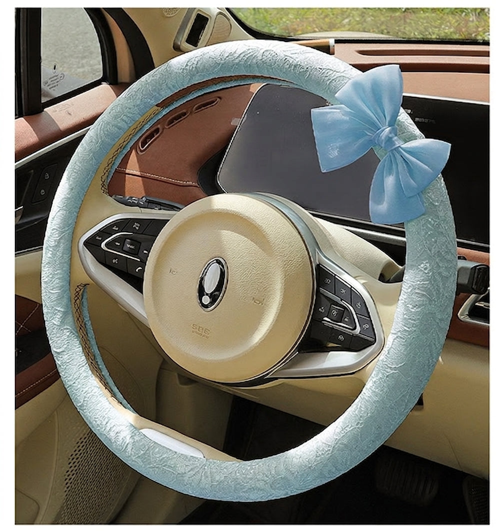 Lace car steering wheel cover, anti-slip decoration, all-season universal one-piece dropshipping, cross-border e-commerce trending sporty style